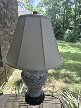 Excelsior White Birch Porcelain Table Lamp Jade Celadon Chinoiserie Vintage 26"